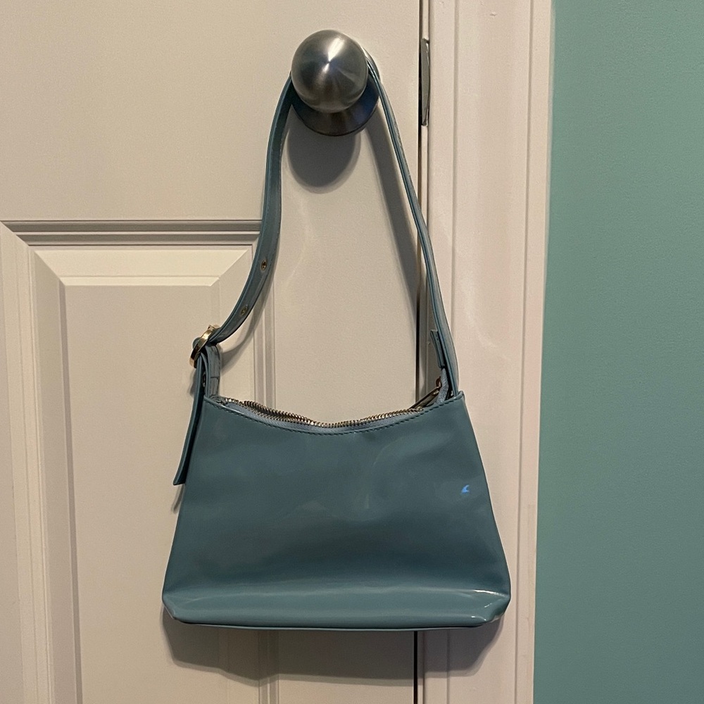 Source Unknown Light Blue Patent Shoulder Bag